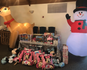 Christmas gift ligned up for the children.
